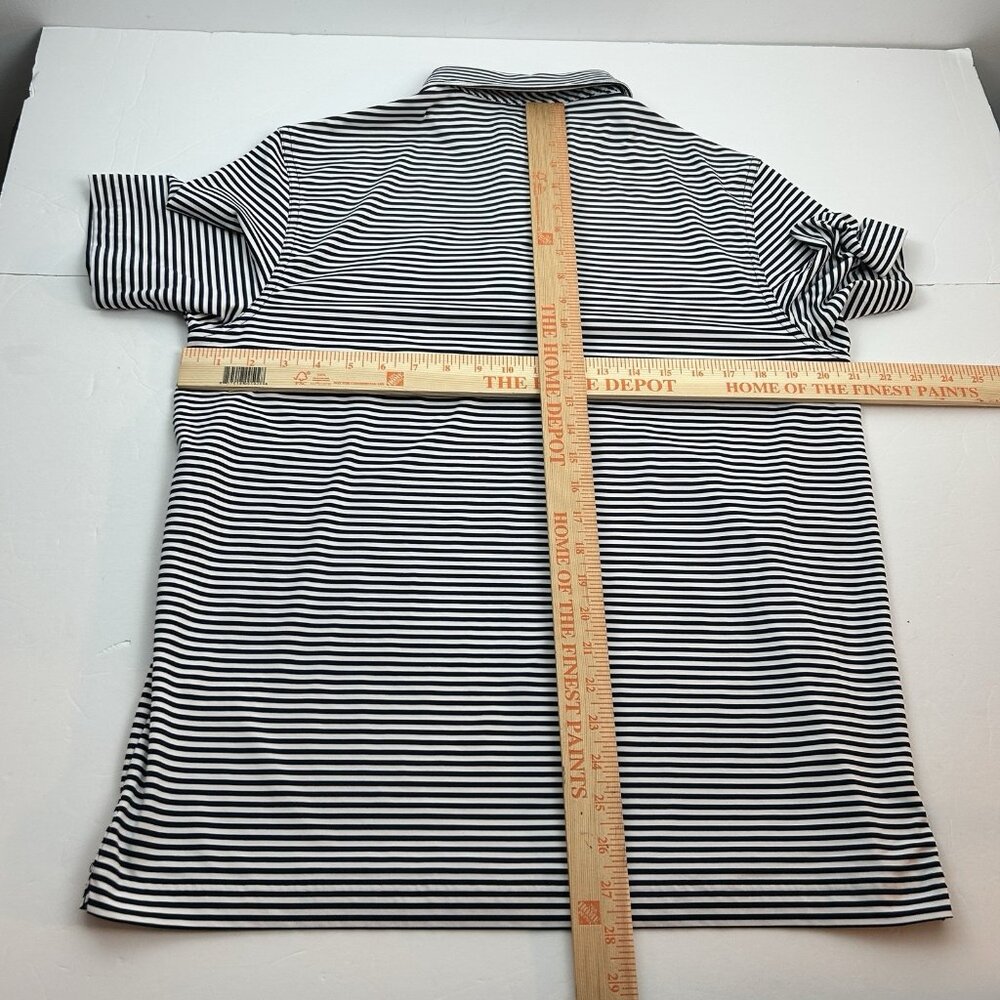 Vineyard Vines Shirt Mens Medium Short Sleeve Polo Performance Striped 1898 Leaf - Picture 9 of 10